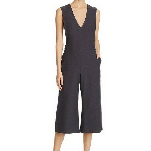 Eileen Fisher Graphite Jersey Sleeveless Stretch Cotton Jumpsuit